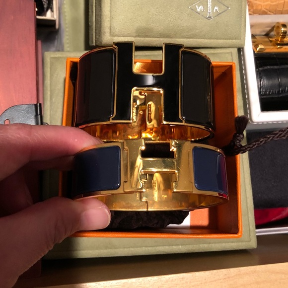 Hermes extra large H clic clac- black enamel - Picture 7 of 8